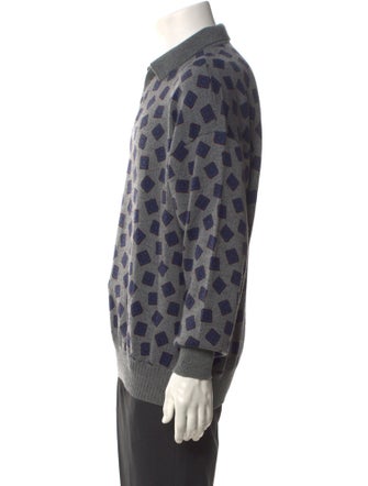 Giorgio Armani Wool Printed Polo Sweater