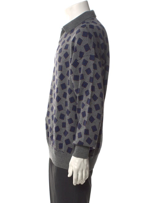Giorgio Armani Wool Printed Polo Sweater