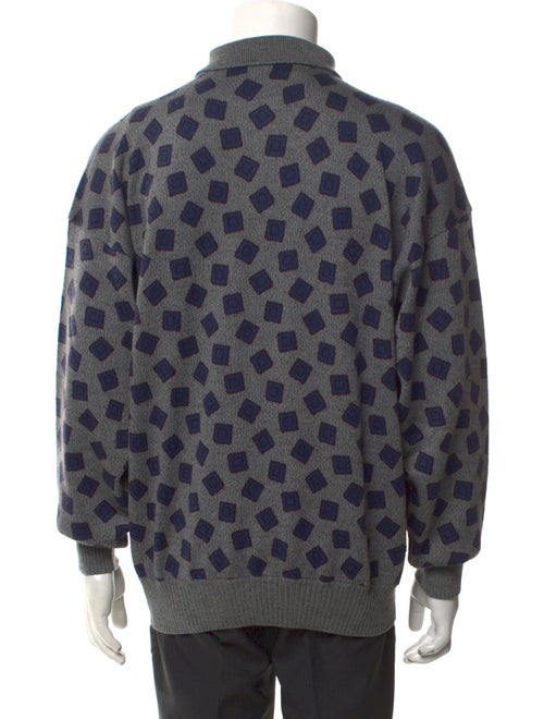 Giorgio Armani Wool Printed Polo Sweater