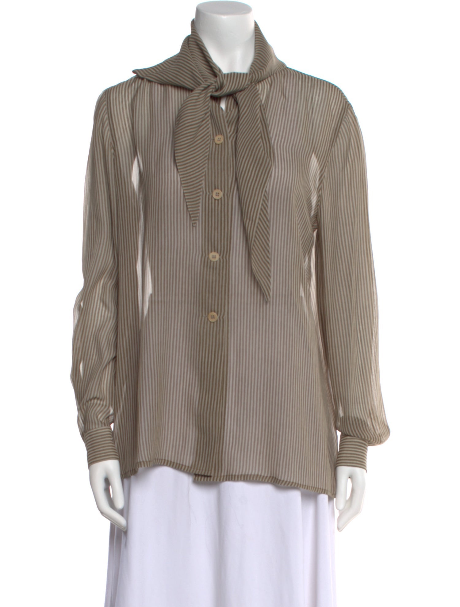 Giorgio Armani Silk Striped Button-Up Top