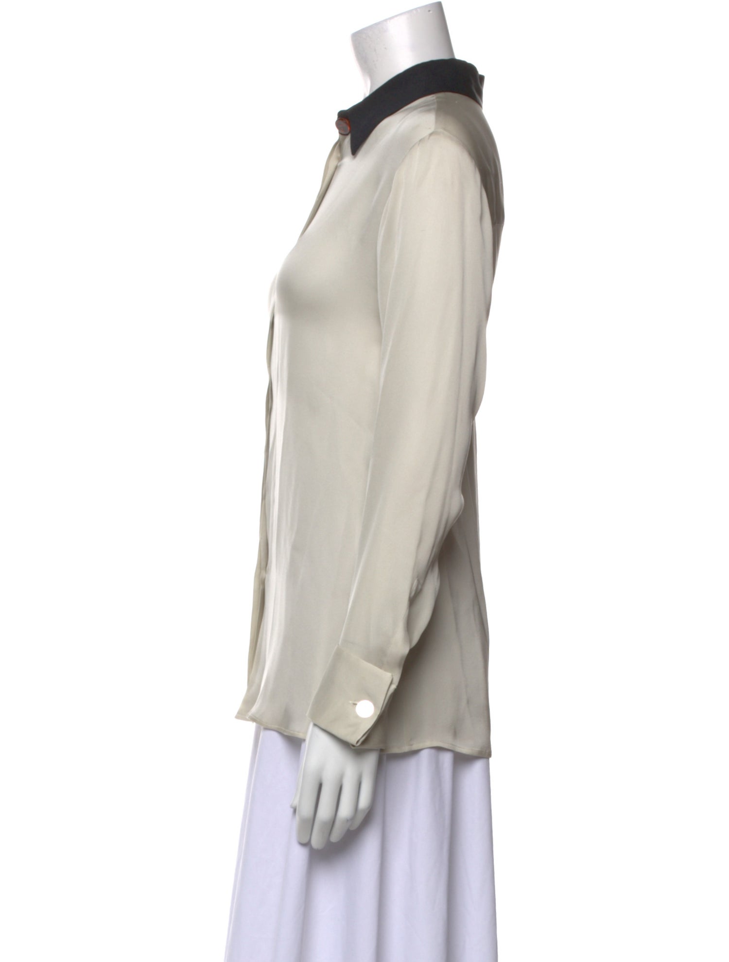 Giorgio Armani Silk Long Sleeve Button-Up Top