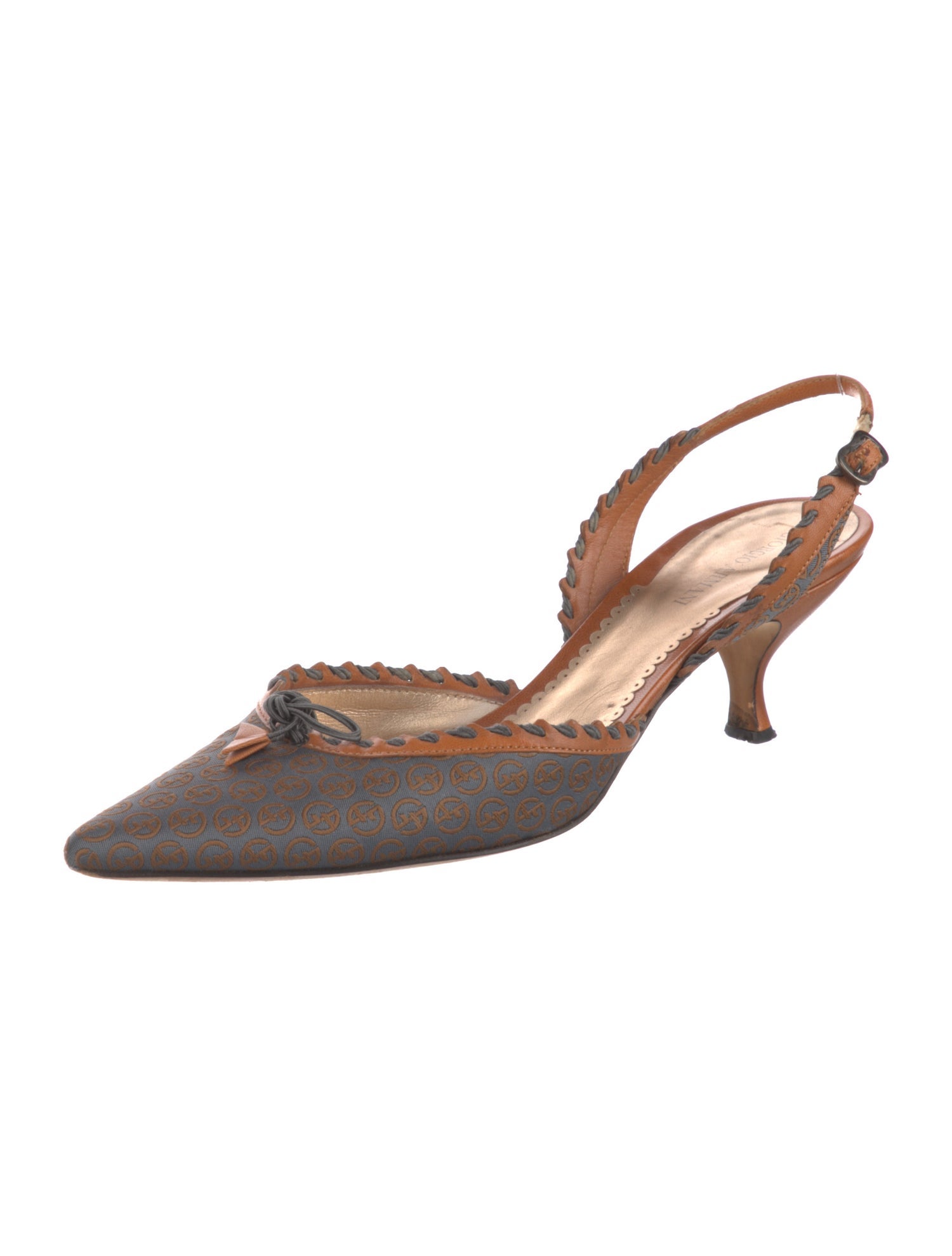 Giorgio Armani Leather Printed Slingback Pumps