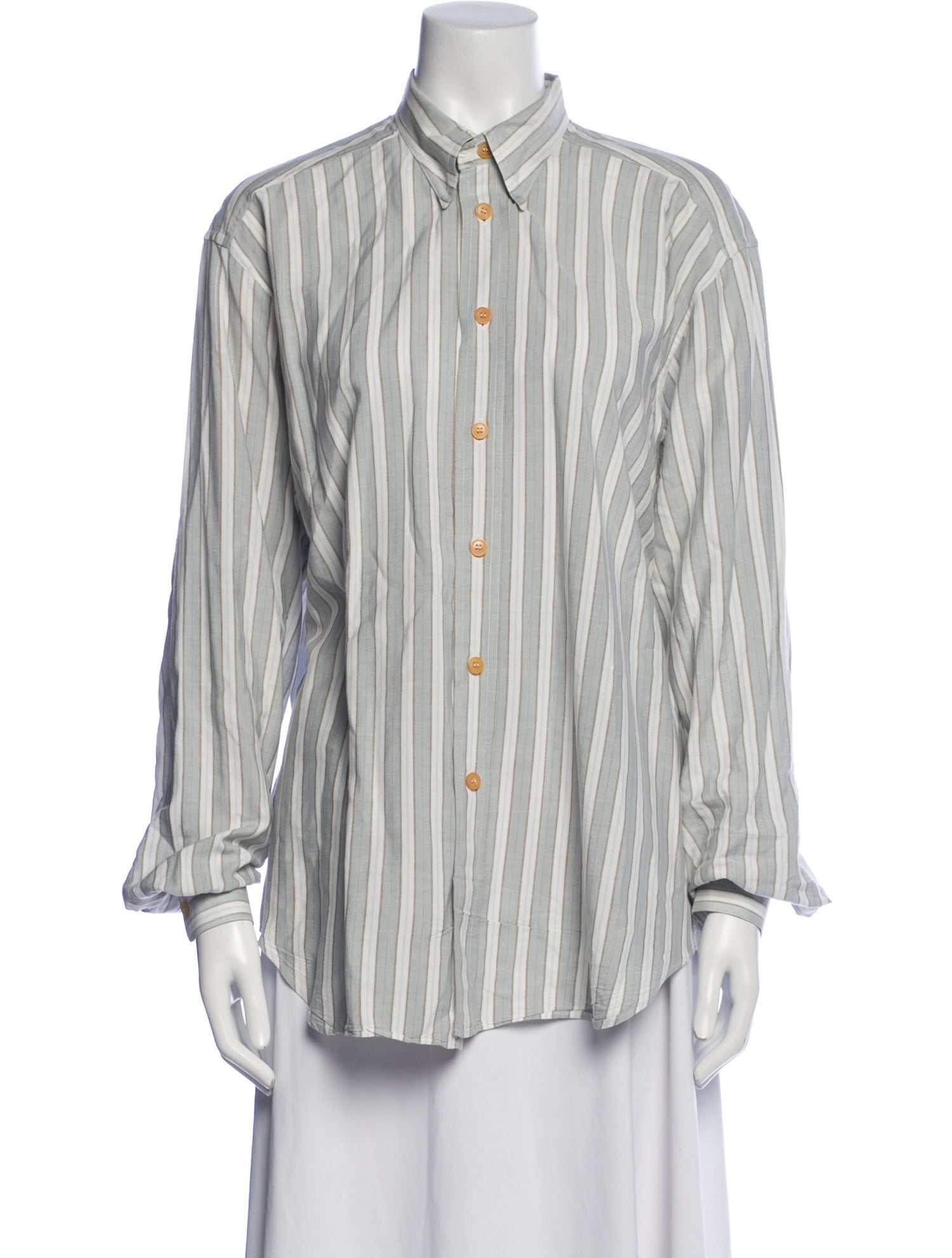 Giorgio Armani Silk Striped Button-Up Top