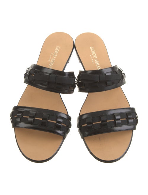 Giorgio Armani Leather Bow Accents Slides