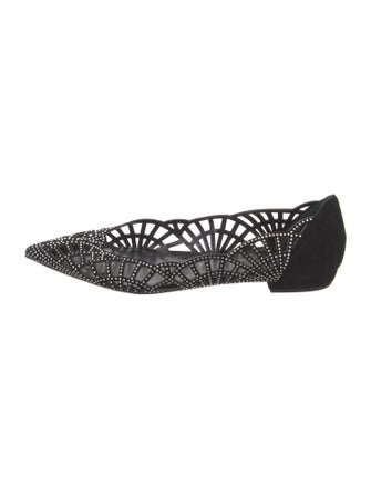 Giorgio Armani Suede Crystal Embellishments D'Orsay Flats