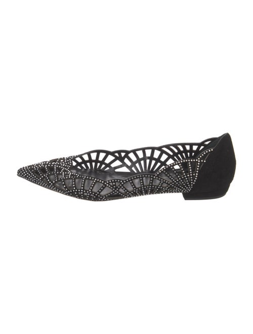 Giorgio Armani Suede Crystal Embellishments D'Orsay Flats