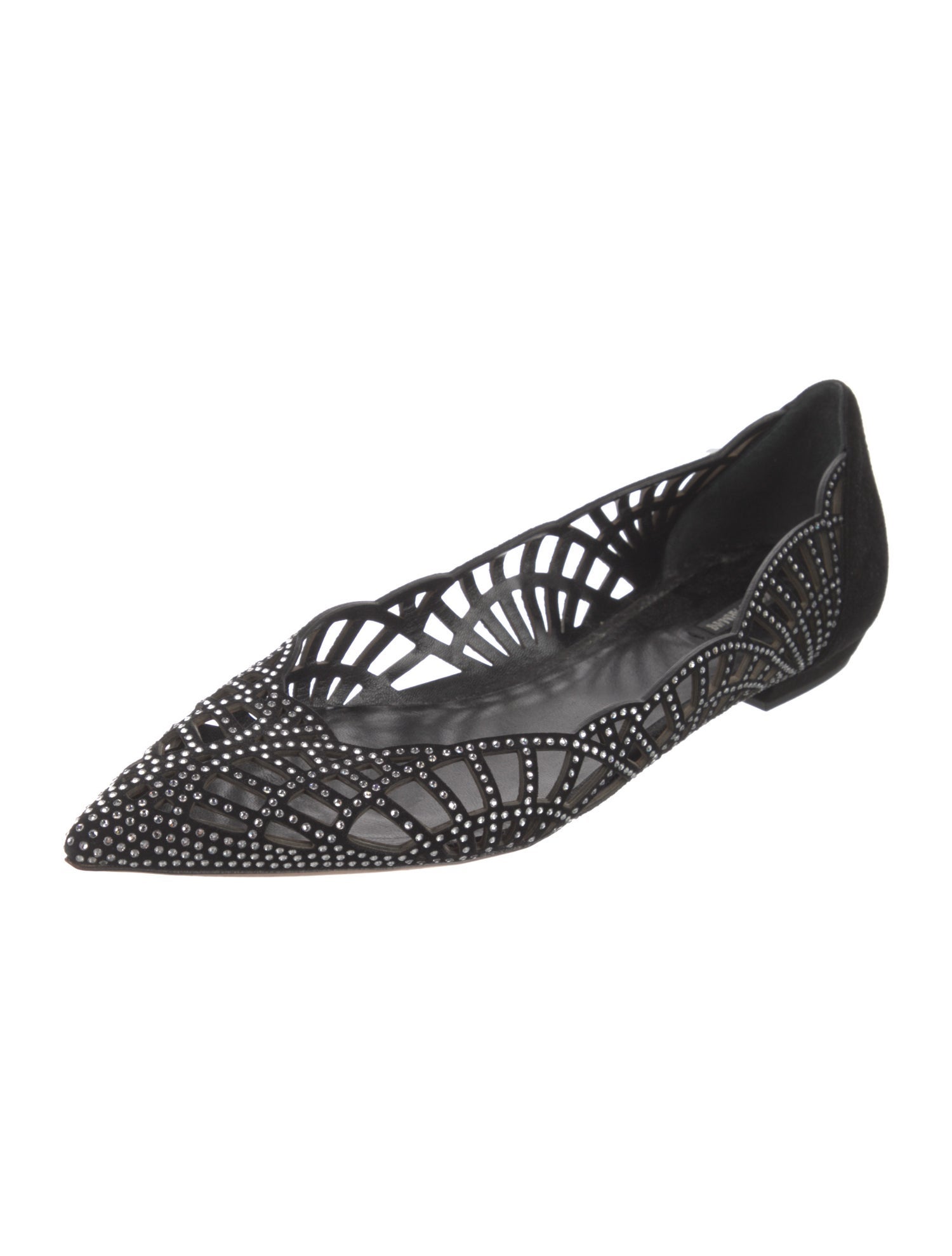 Giorgio Armani Suede Crystal Embellishments D'Orsay Flats
