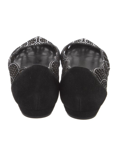 Giorgio Armani Suede Crystal Embellishments D'Orsay Flats