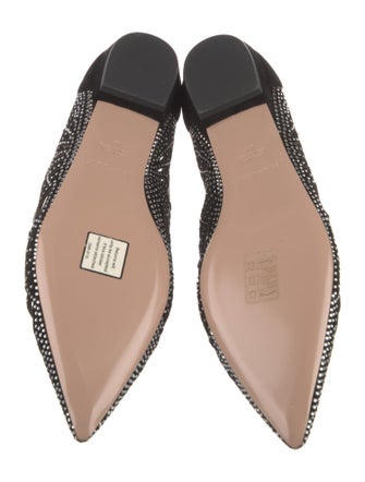 Giorgio Armani Suede Crystal Embellishments D'Orsay Flats