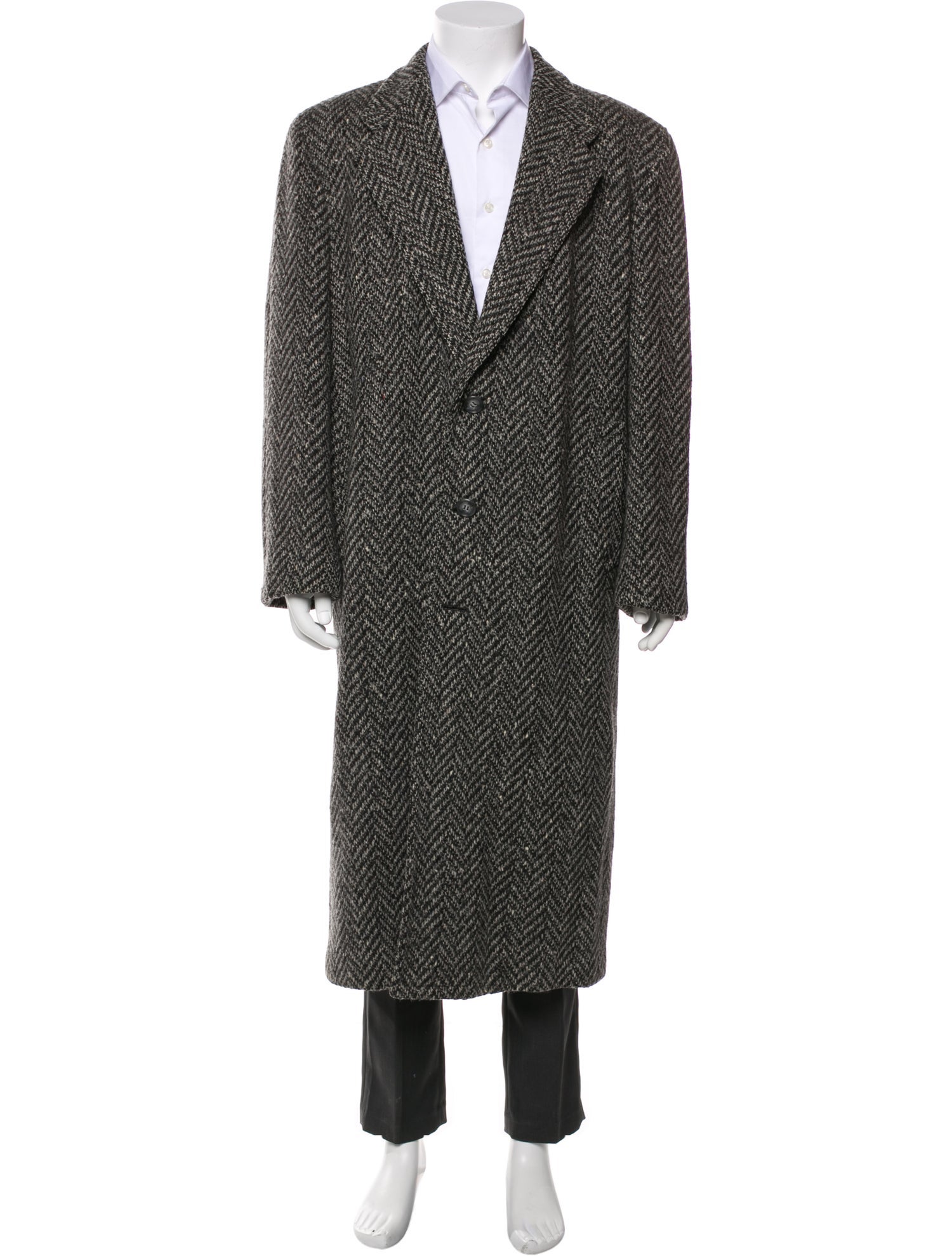 Giorgio Armani Wool Tweed Pattern Overcoat