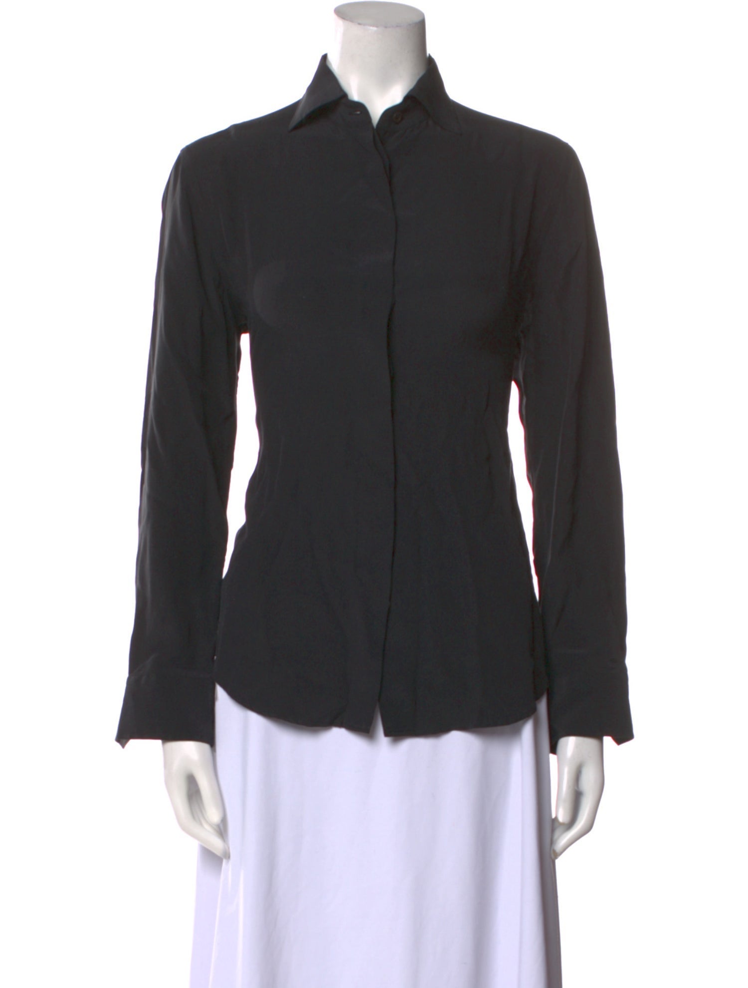 Giorgio Armani Silk Long Sleeve Button-Up Top