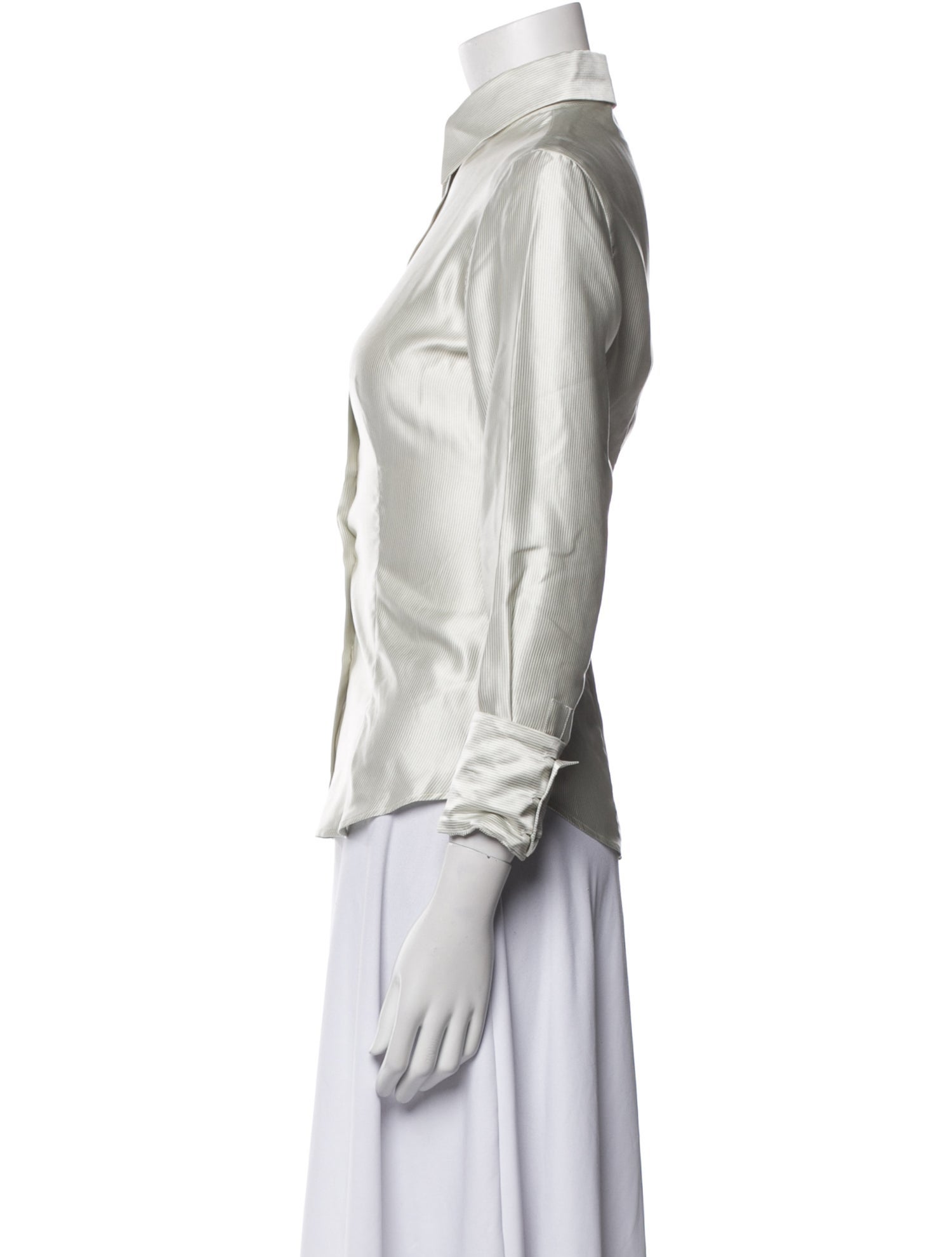 Giorgio Armani Silk Three-Quarter Sleeve Button-Up Top