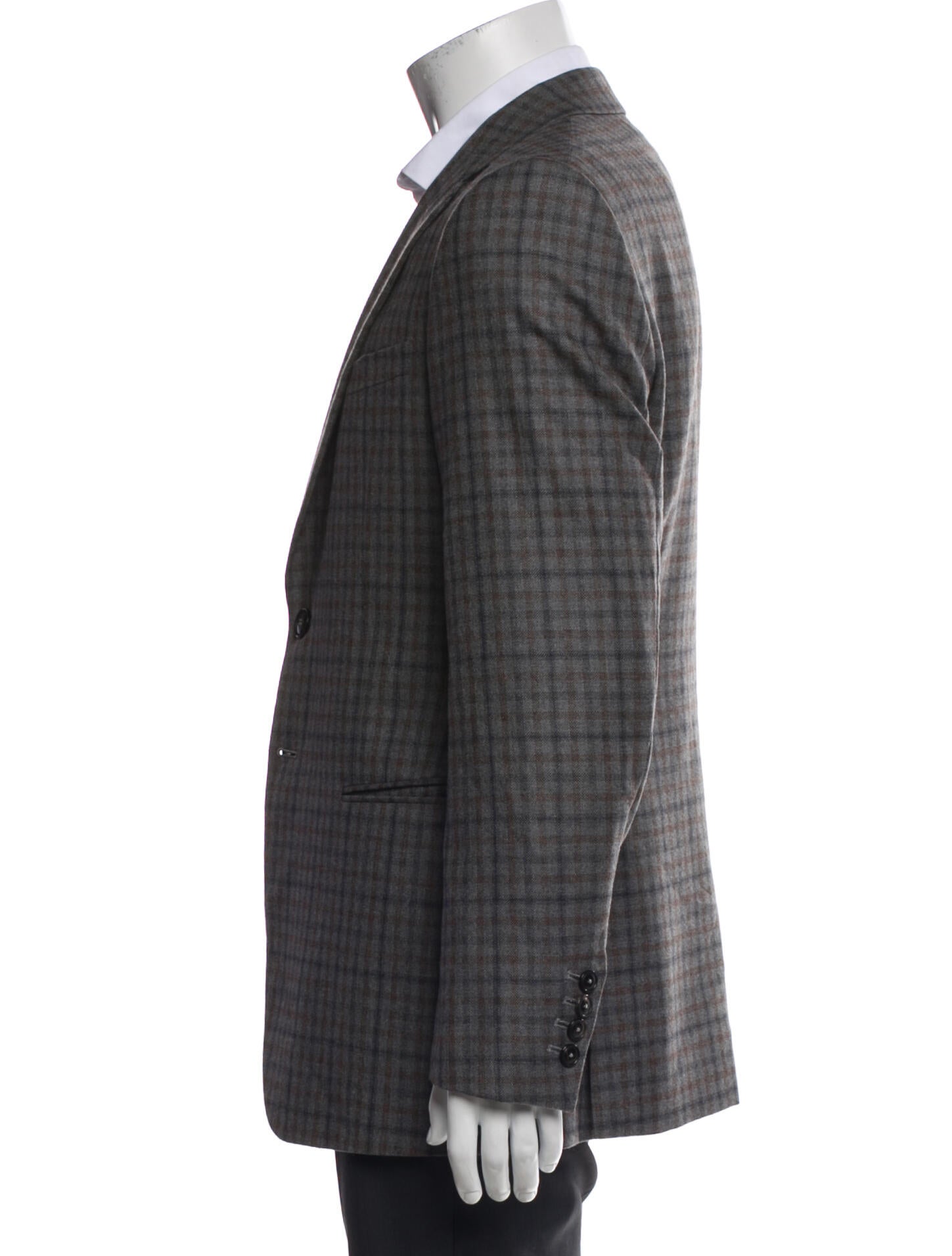 Giorgio Armani Virgin Wool Plaid Print Blazer