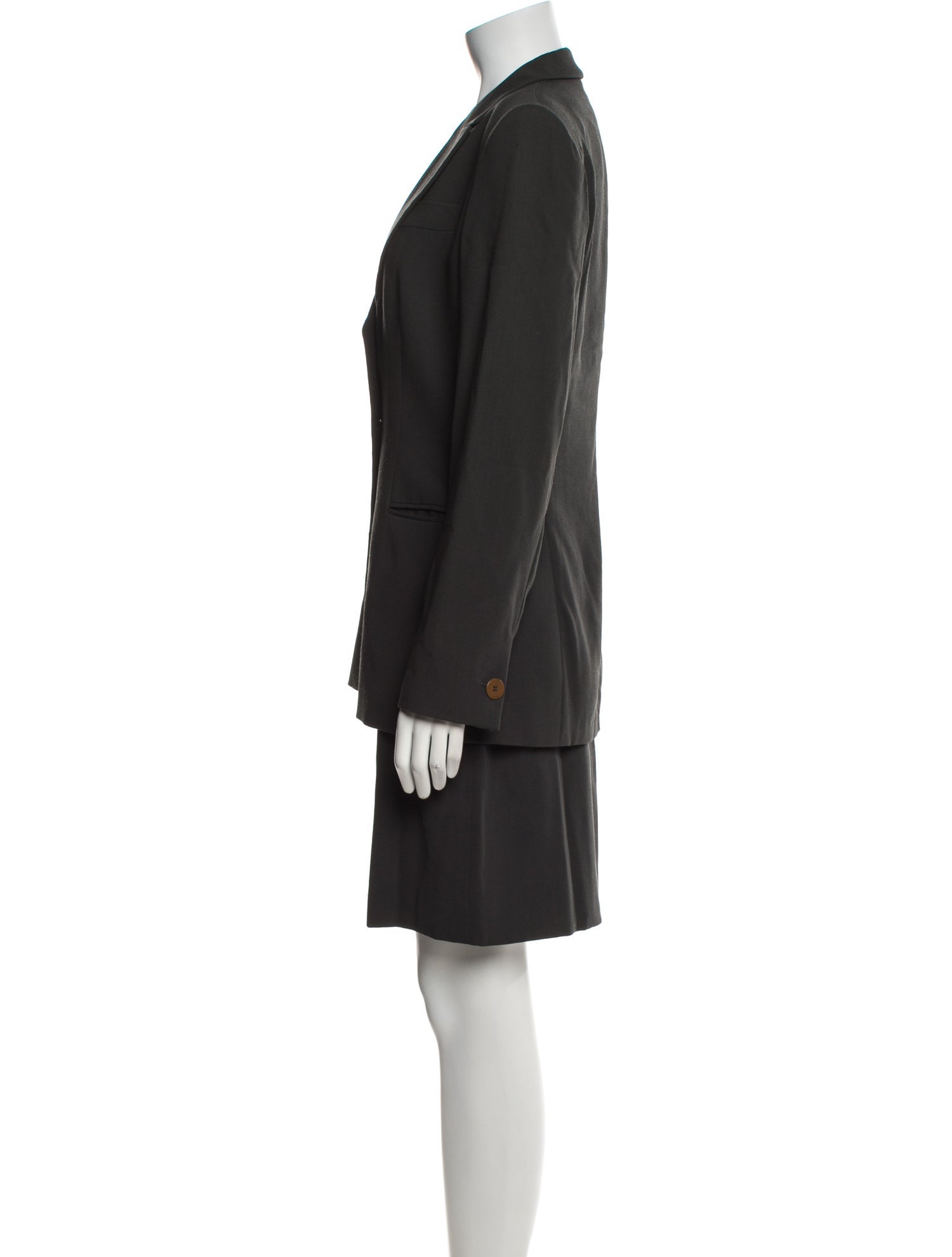 Giorgio Armani Virgin Wool Pleated Accents Skirt Suit