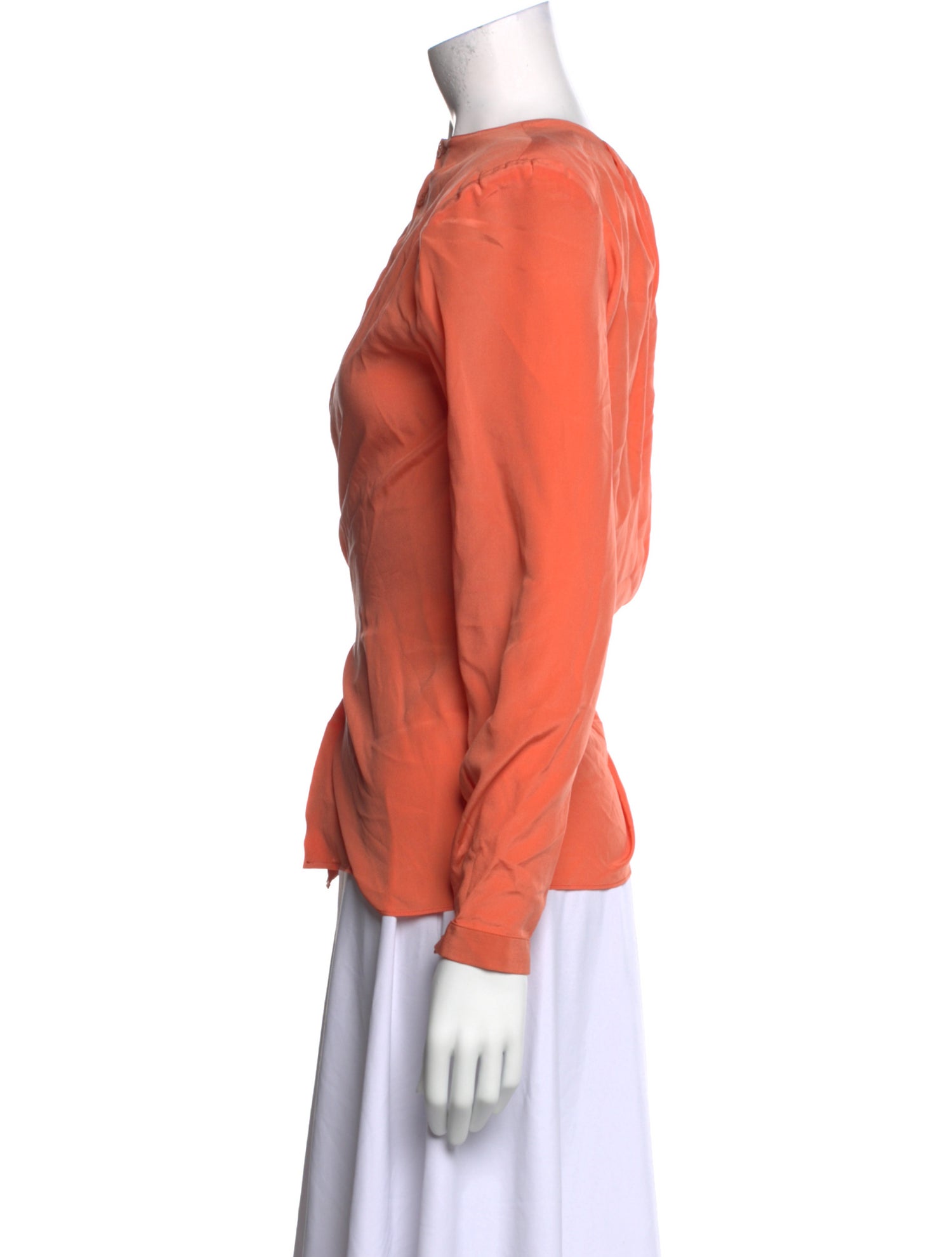 Giorgio Armani Silk Crew Neck Button-Up Top