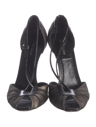 Giorgio Armani Mesh Animal Print T-Strap Pumps