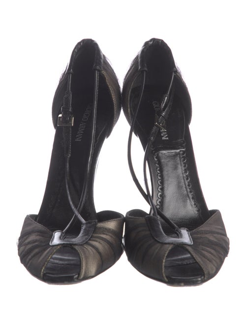 Giorgio Armani Mesh Animal Print T-Strap Pumps