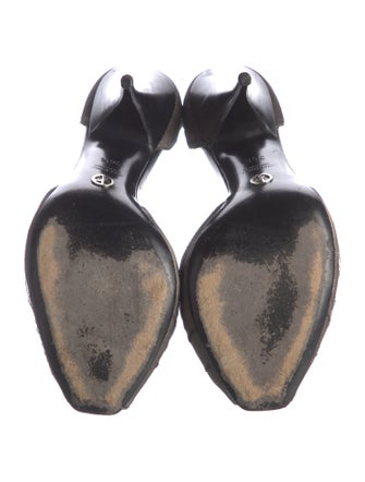 Giorgio Armani Mesh Animal Print T-Strap Pumps