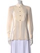 Giorgio Armani Silk Mock Neck Button-Up Top