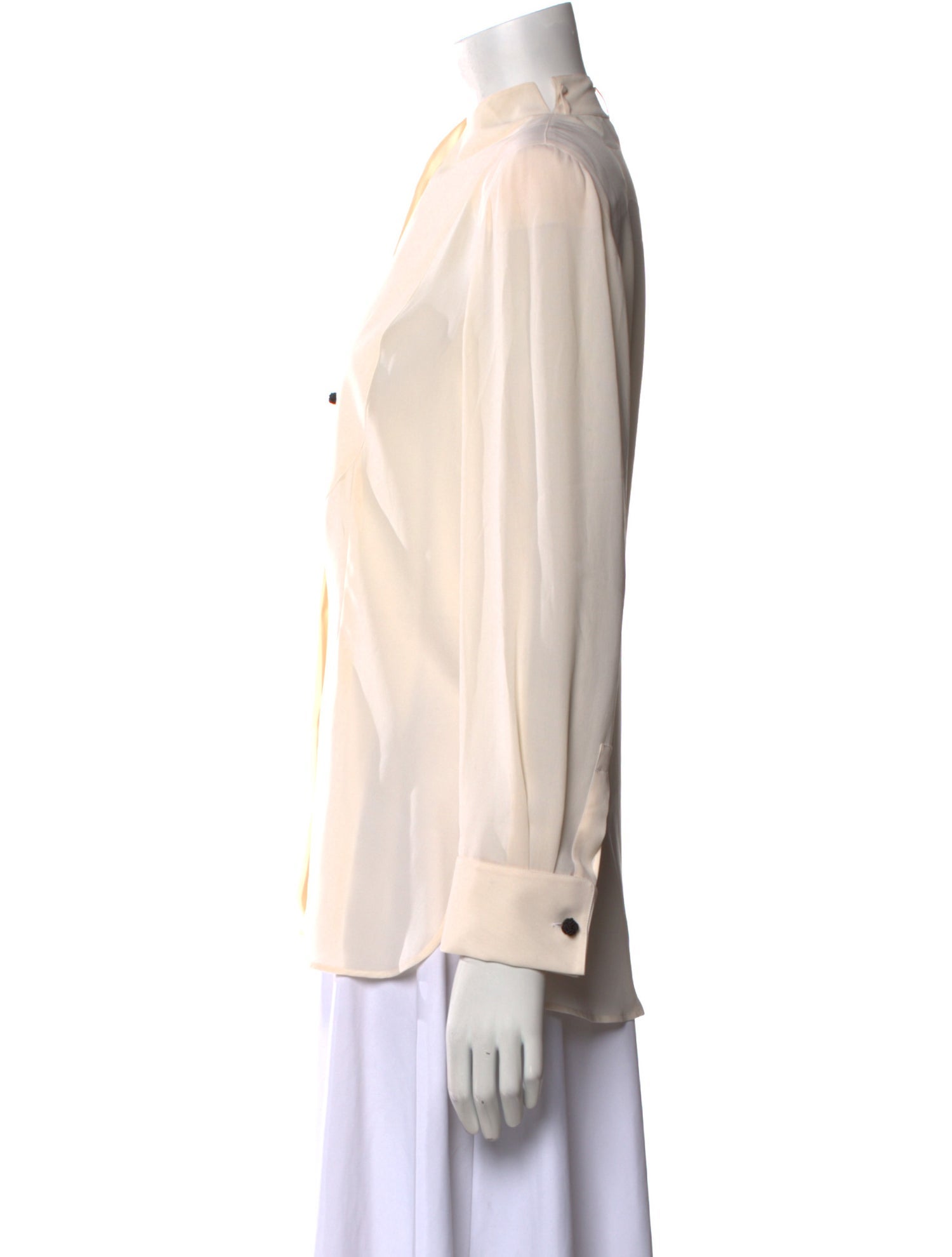 Giorgio Armani Silk Mock Neck Button-Up Top