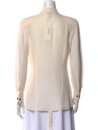 Giorgio Armani Silk Mock Neck Button-Up Top