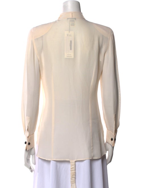 Giorgio Armani Silk Mock Neck Button-Up Top