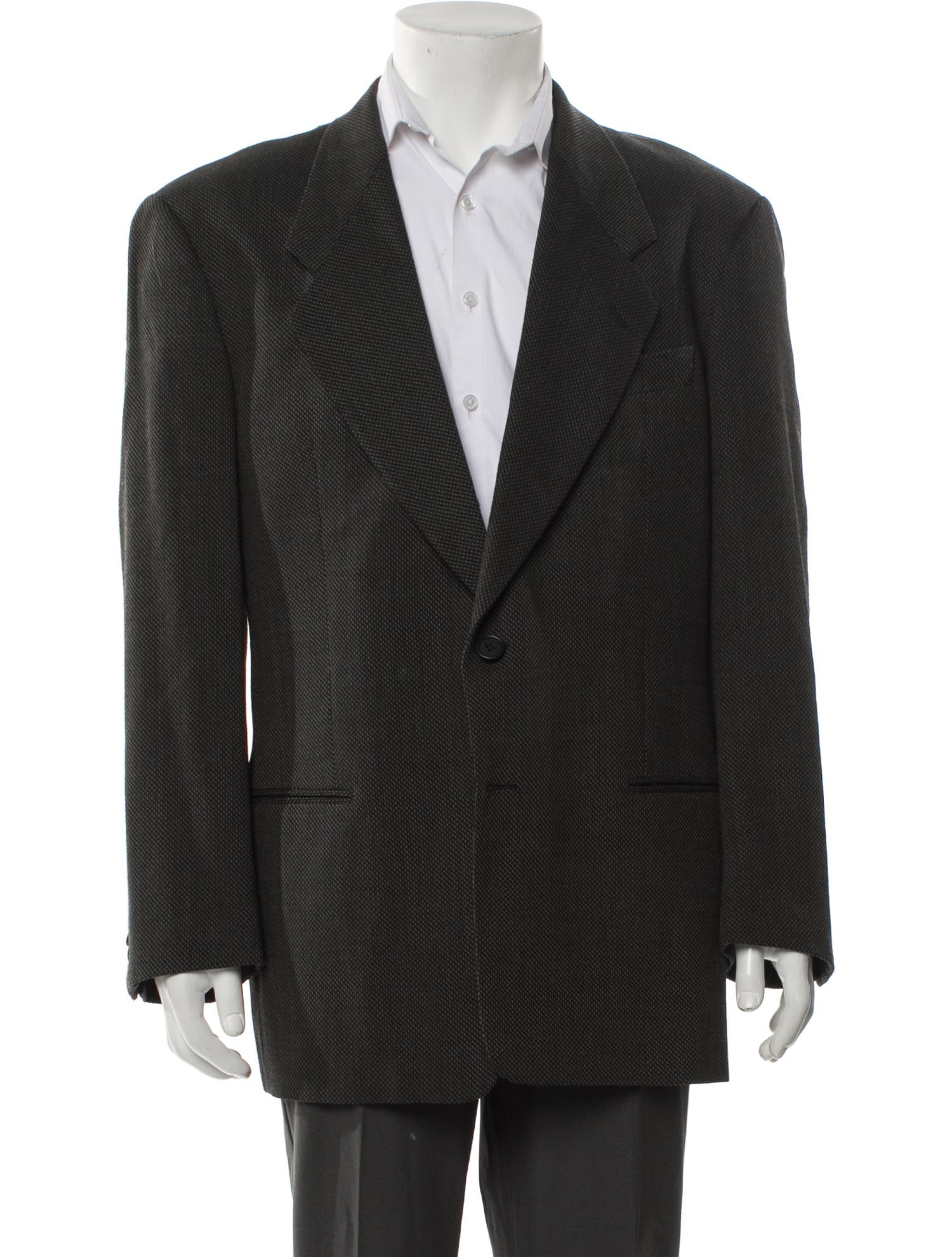 Giorgio Armani Virgin Wool Plaid Print Blazer