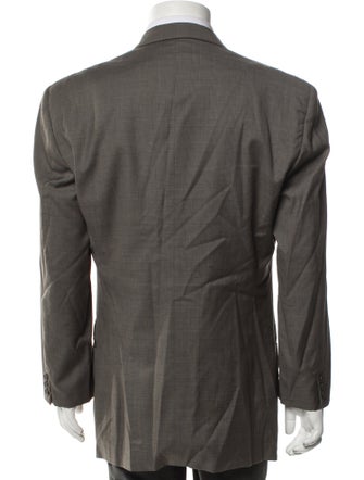 Giorgio Armani Virgin Wool Plaid Print Blazer