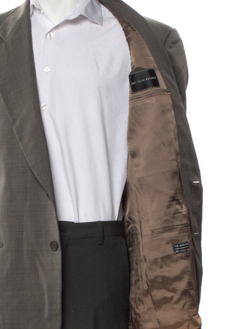 Giorgio Armani Virgin Wool Plaid Print Blazer