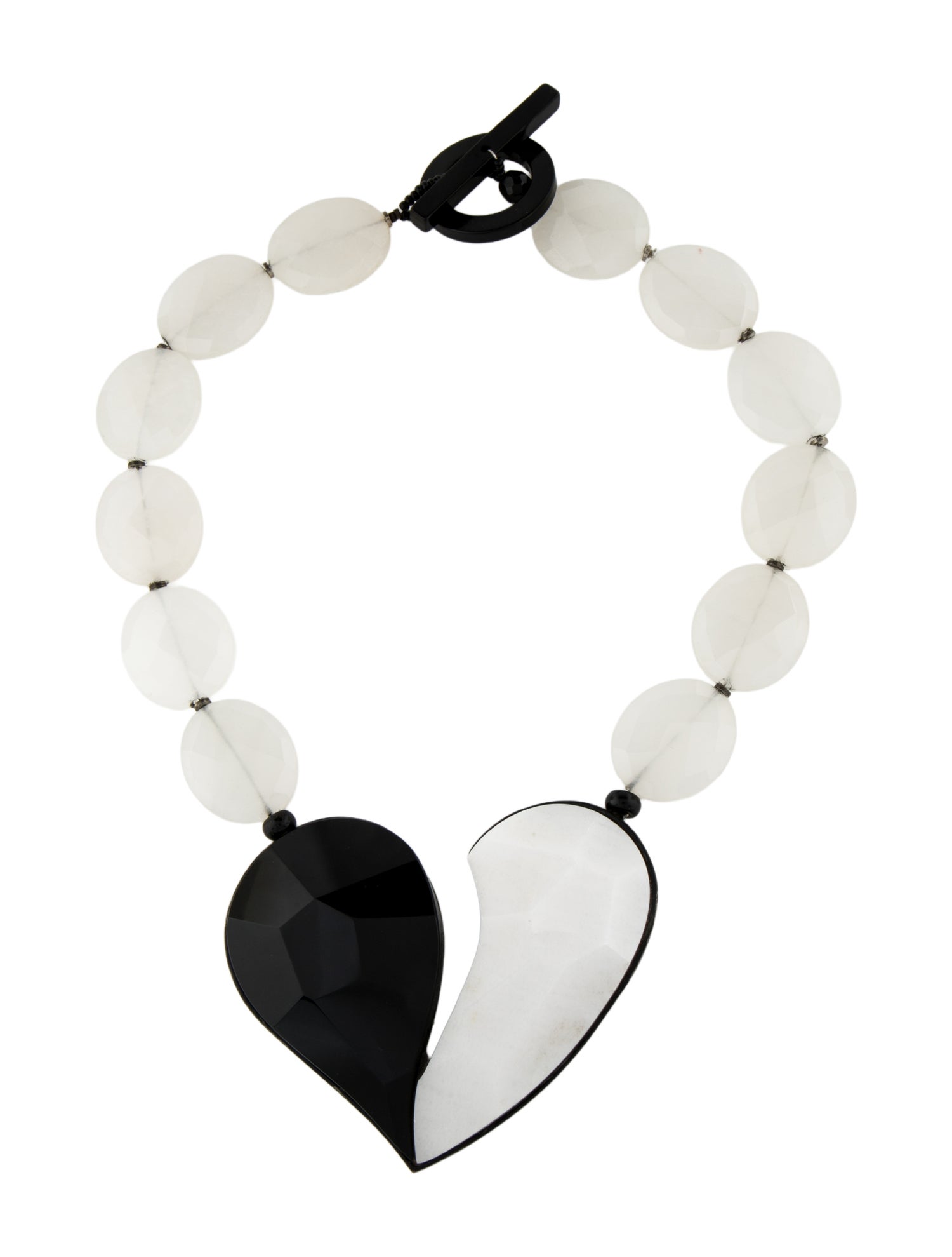 Giorgio Armani Resin & Faceted Bead Broken Heart Pendant Necklace