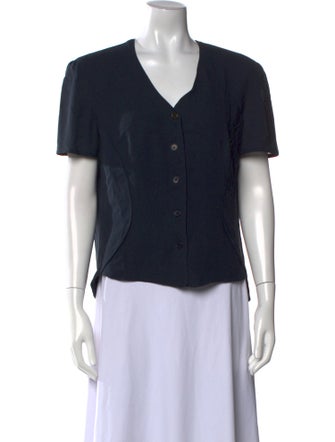 Giorgio Armani Silk V-Neck Button-Up Top