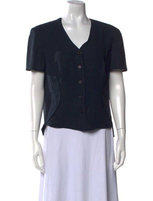 Giorgio Armani Silk V-Neck Button-Up Top