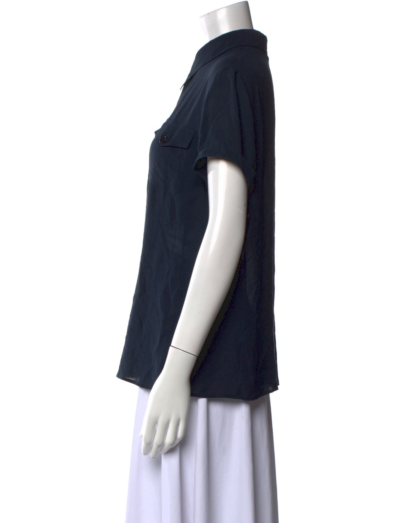 Giorgio Armani Silk Short Sleeve Button-Up Top