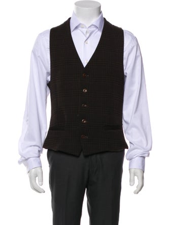 Armani Collezioni Plaid Print Suit Vest