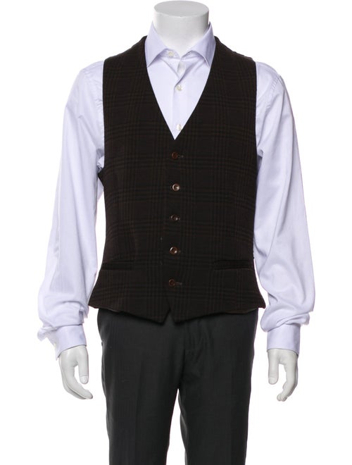 Armani Collezioni Plaid Print Suit Vest