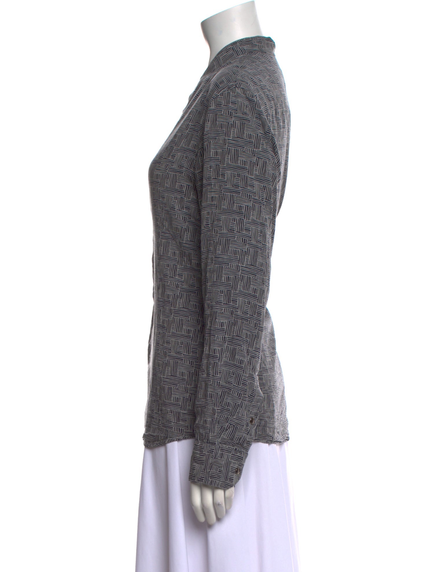 Giorgio Armani Animal Print Long Sleeve Button-Up Top