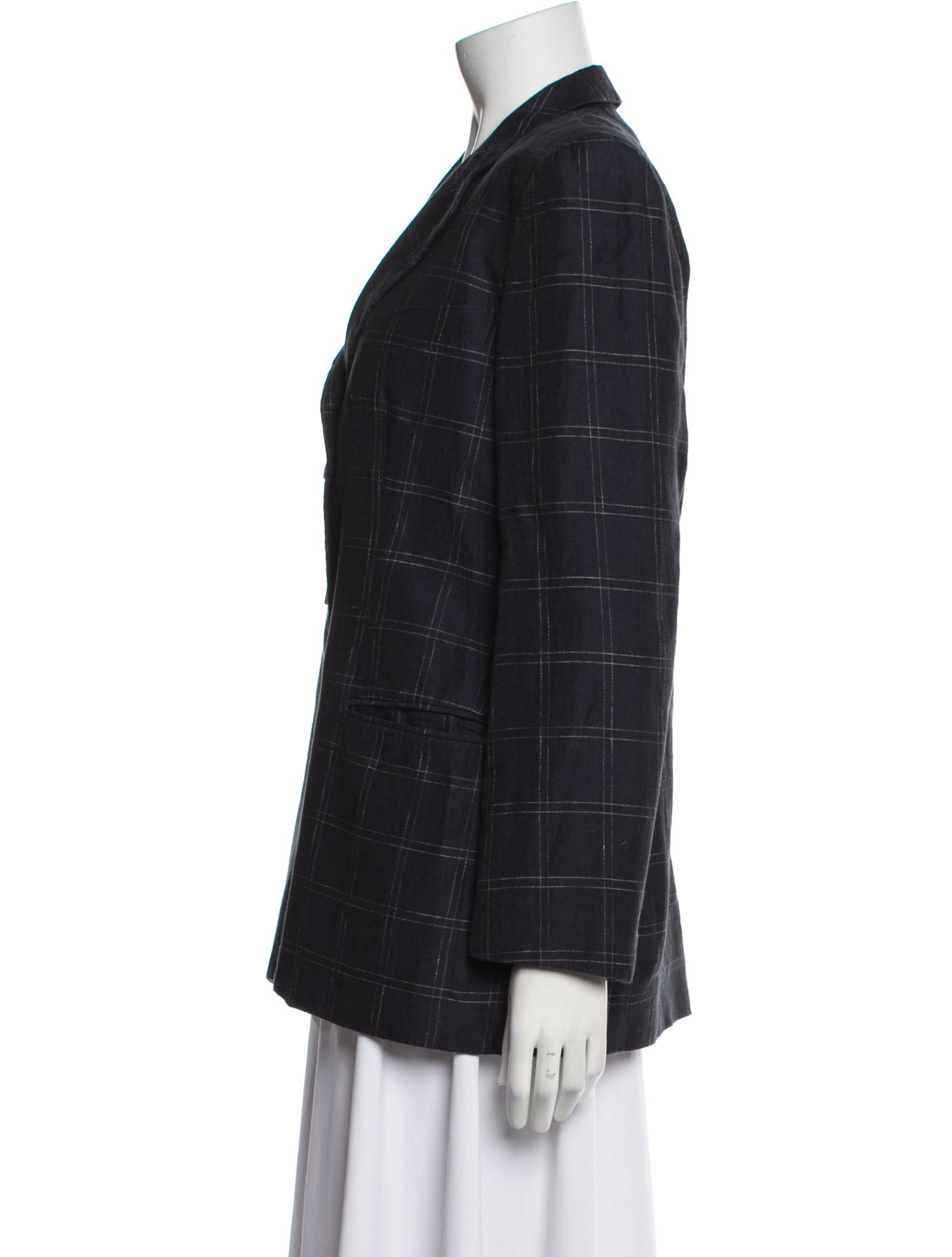 Giorgio Armani Linen Plaid Print Blazer