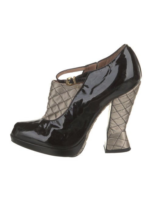 Emporio Armani Patent Leather Plaid Print Pumps
