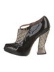 Emporio Armani Patent Leather Plaid Print Pumps