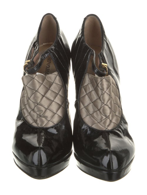 Emporio Armani Patent Leather Plaid Print Pumps