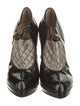 Emporio Armani Patent Leather Plaid Print Pumps