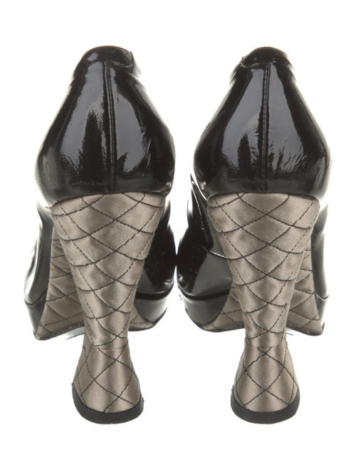 Emporio Armani Patent Leather Plaid Print Pumps