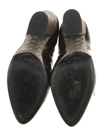 Emporio Armani Patent Leather Plaid Print Pumps