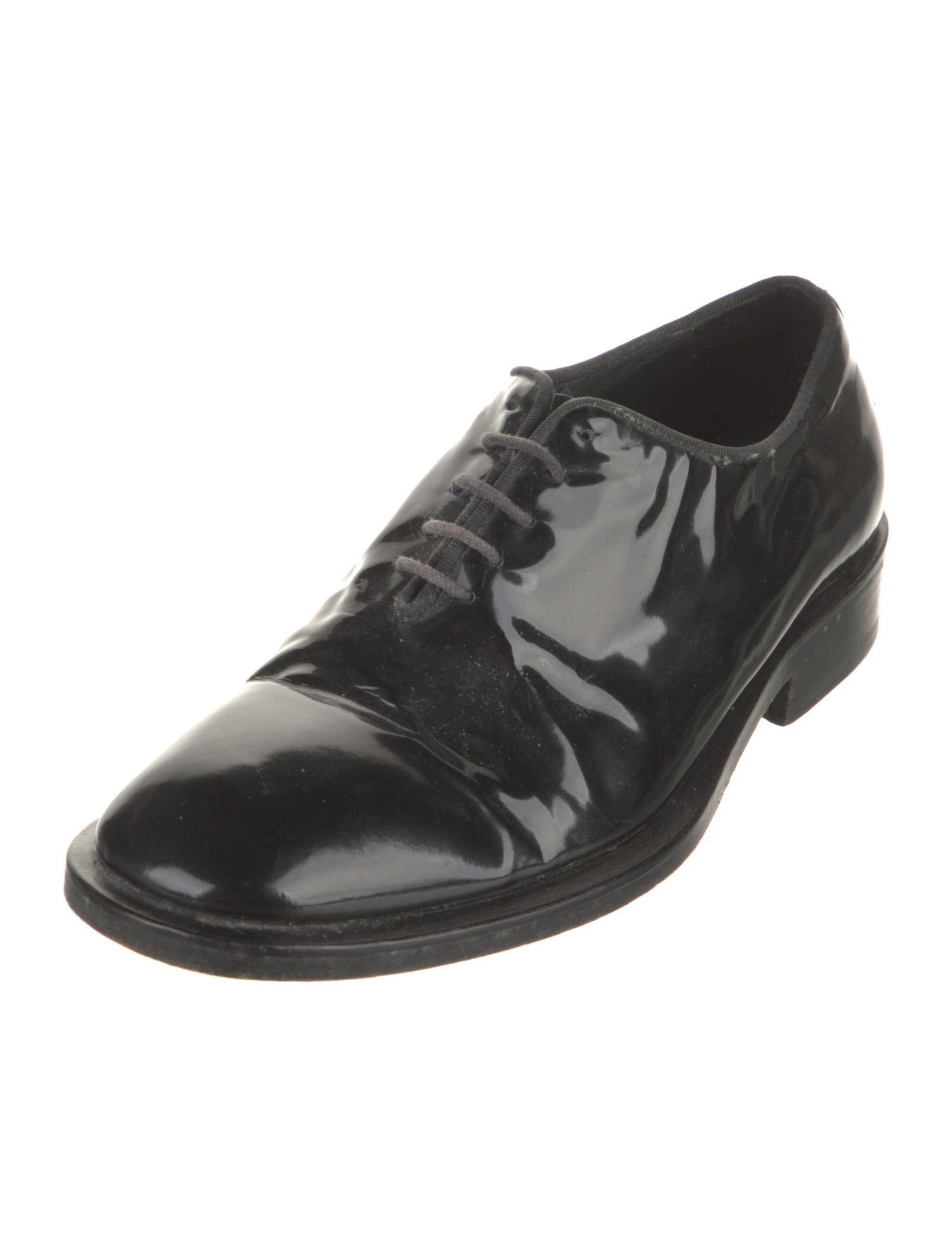 Giorgio Armani Patent Leather Grosgrain Trim Oxfords