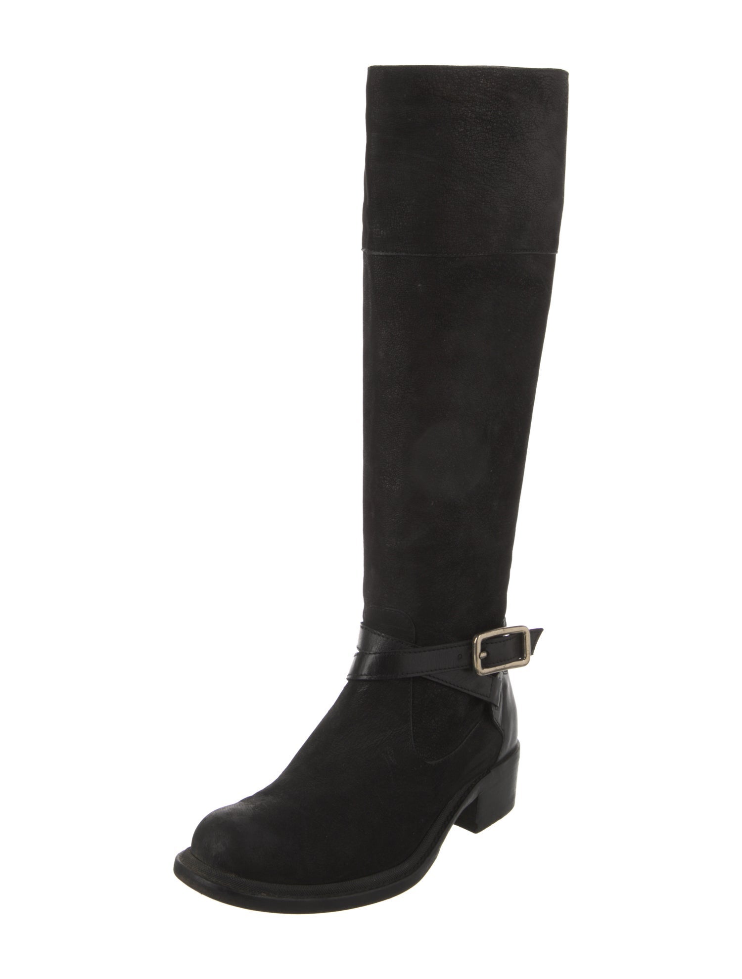 Giorgio Armani Suede Leather Trim Embellishment Riding Boots
