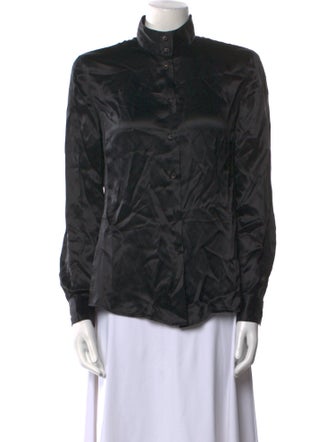 Giorgio Armani Silk Mock Neck Button-Up Top