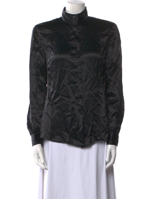 Giorgio Armani Silk Mock Neck Button-Up Top