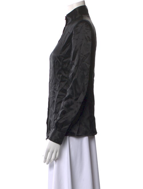 Giorgio Armani Silk Mock Neck Button-Up Top