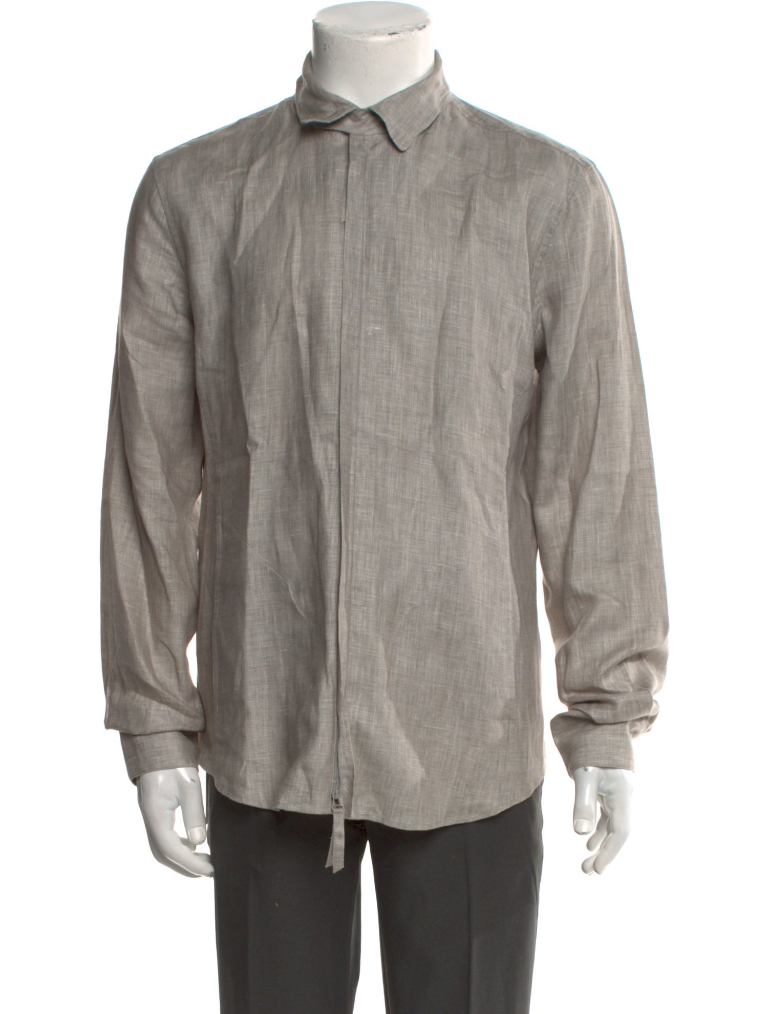Giorgio Armani Linen Long Sleeve Tuxedo Shirt
