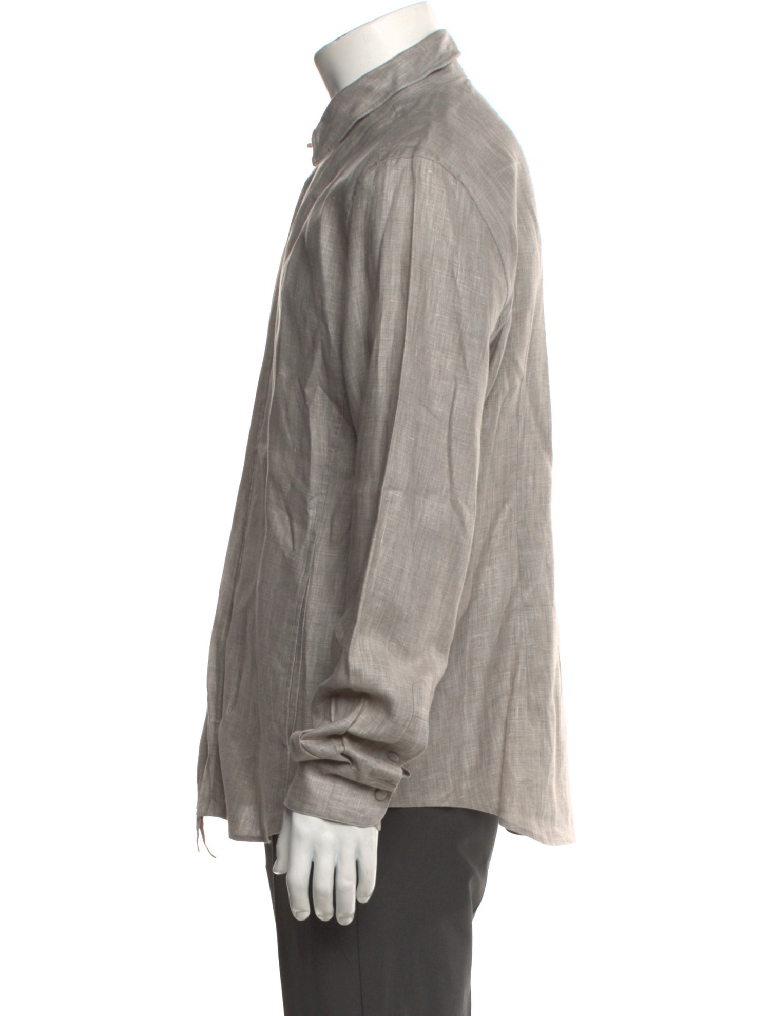 Giorgio Armani Linen Long Sleeve Tuxedo Shirt